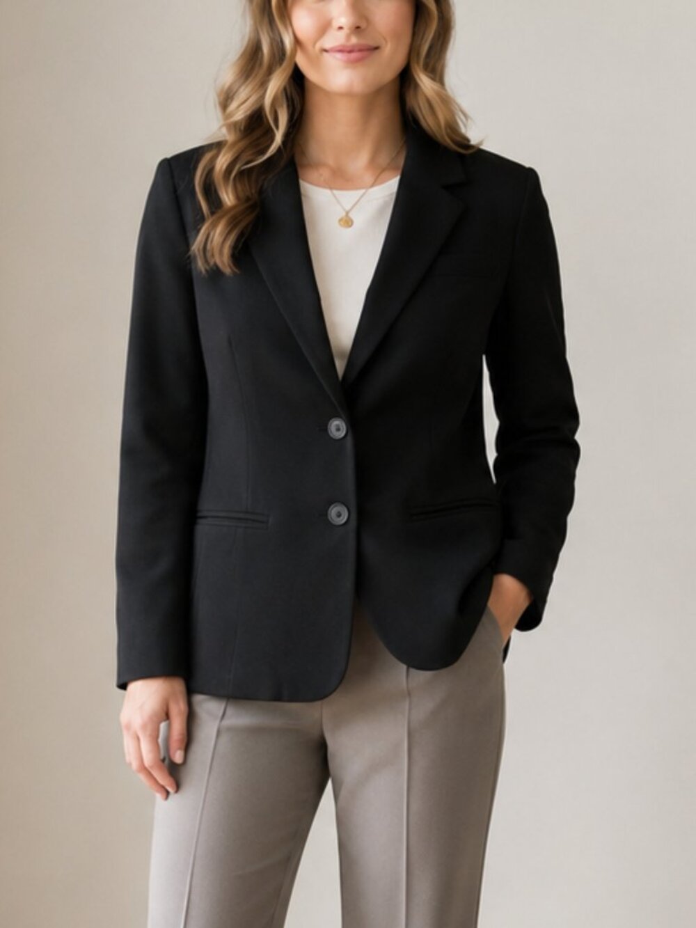 By & By Black Fitted Two Button Blazer M
